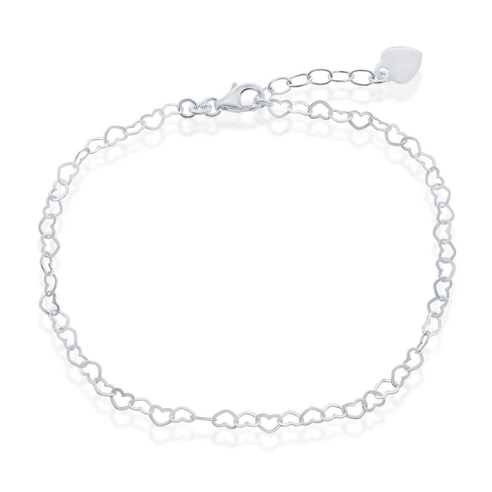 Sterling Silver Anklet W/Hanging Heart
