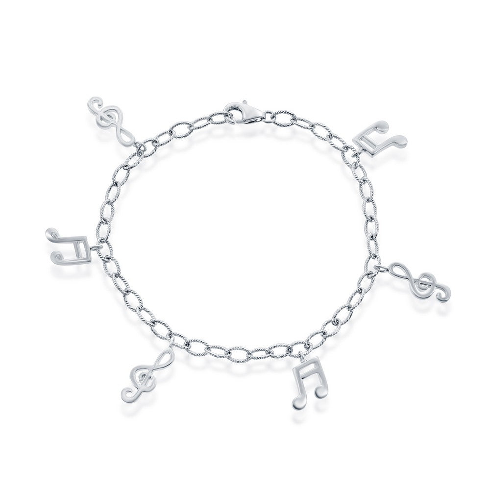 Sterling Silver Musical Notes Charm Bracelet