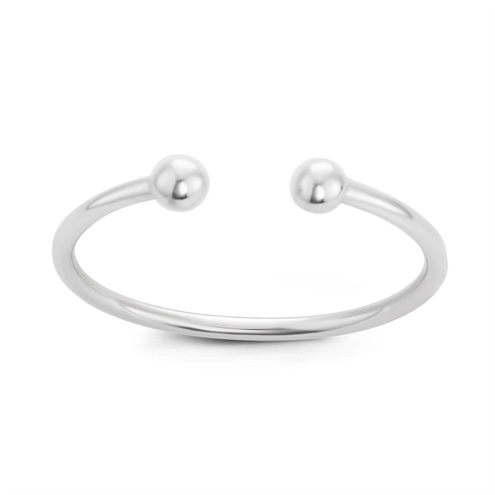 Sterling Silver Double Bead Open Ring