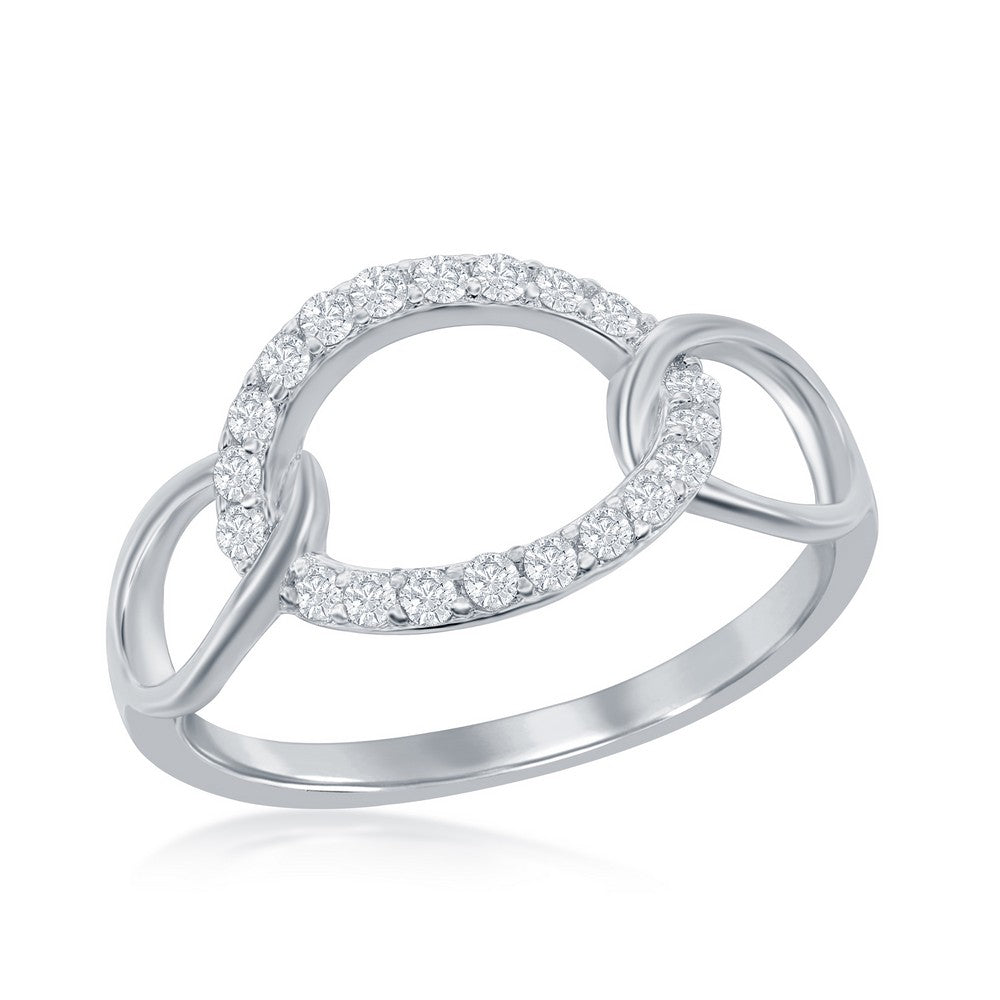 Sterling Silver Oval CZ Linked Ring