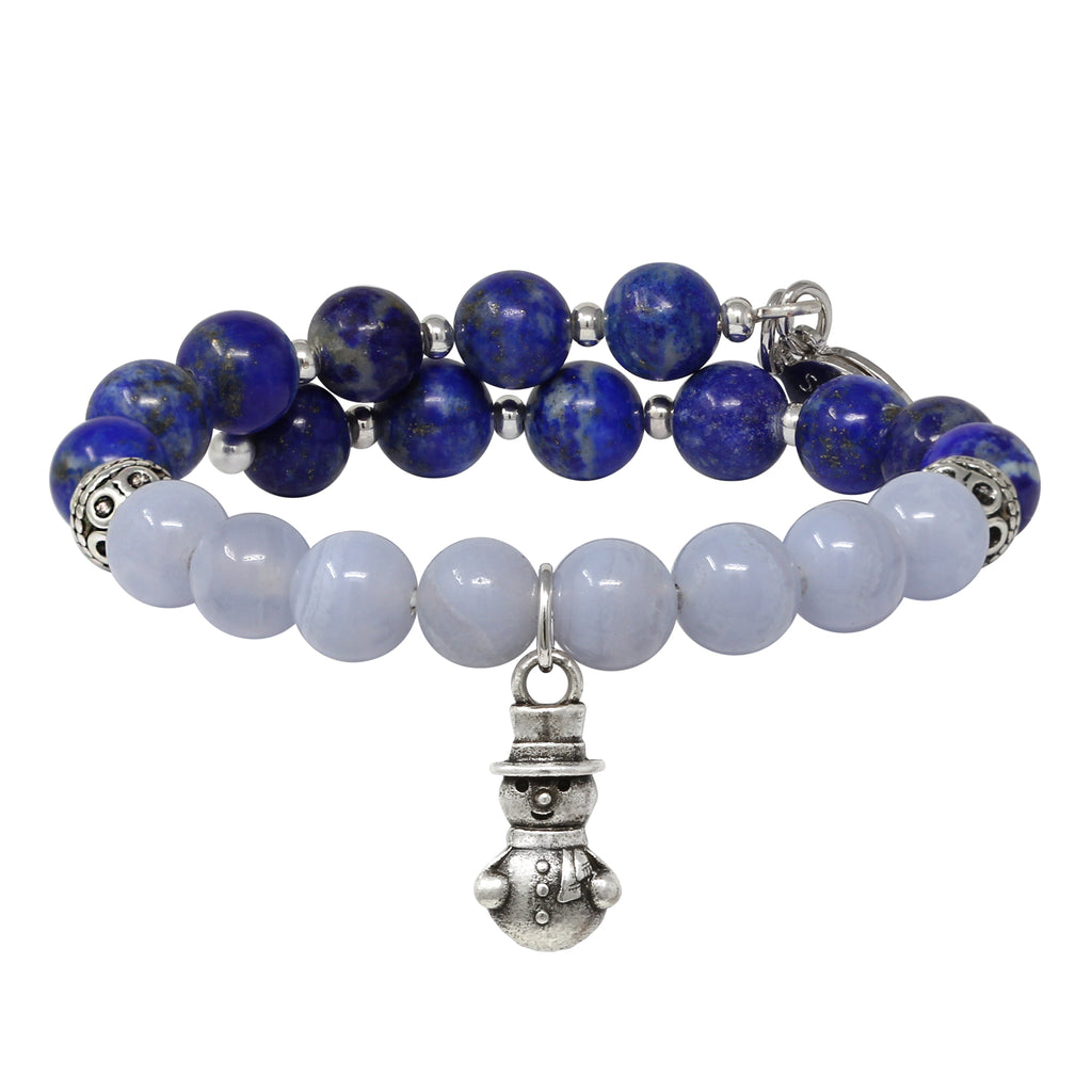 Snowman & Lapis Beaded Charm Wrap