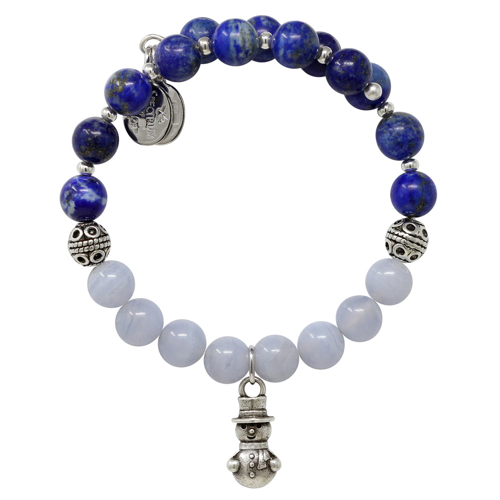 Snowman & Lapis Beaded Charm Wrap