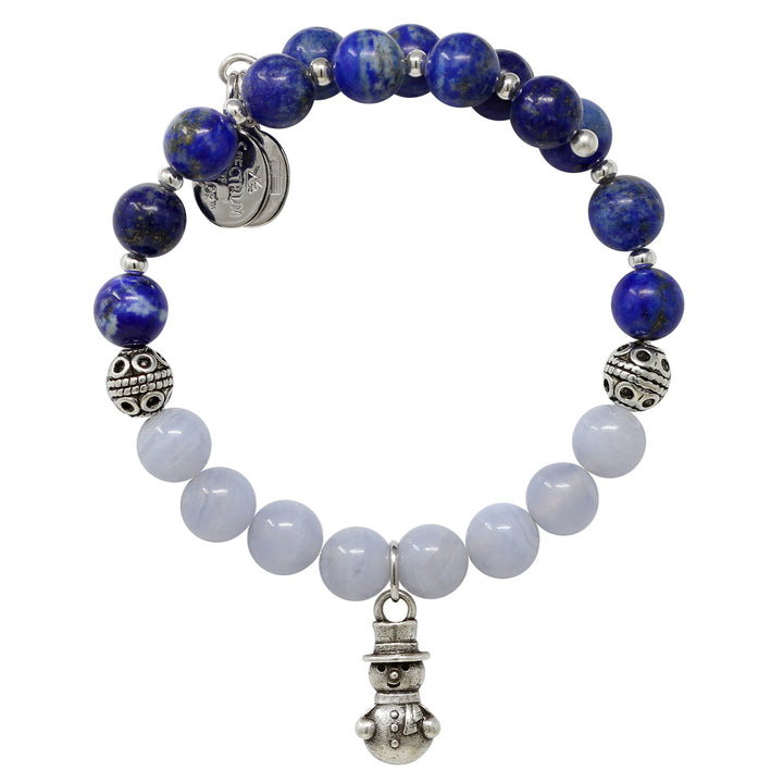 Snowman & Lapis Beaded Charm Wrap