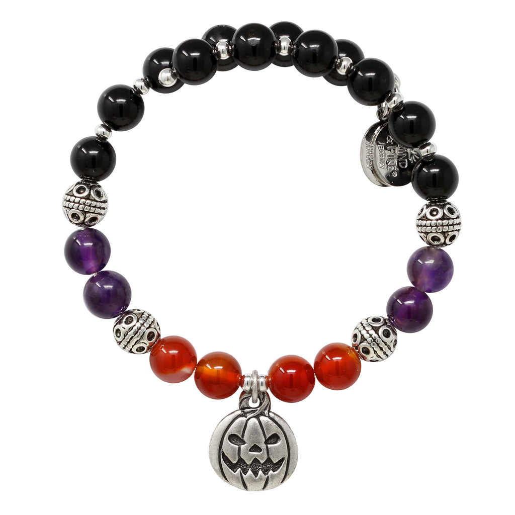 Jack O'Lantern & Amber/Amethyst/Onyx Beaded Charm Wrap