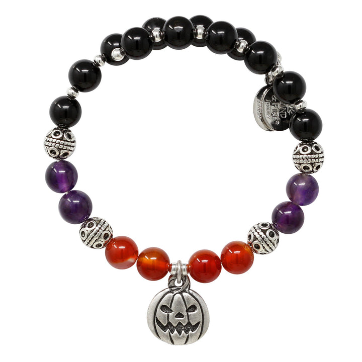 Jack O'Lantern & Amber/Amethyst/Onyx Beaded Charm Wrap
