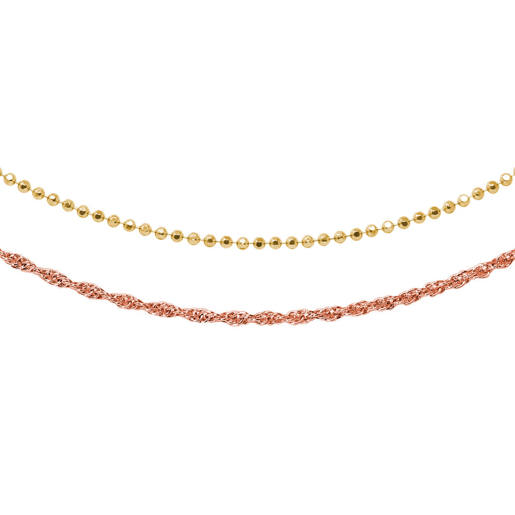 Lovely Layers Gold Bead & Rose Rope Necklaces