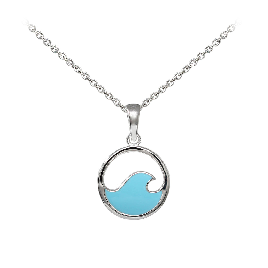 Solid Wave (Enamel) Sterling Silver Dainty Necklace
