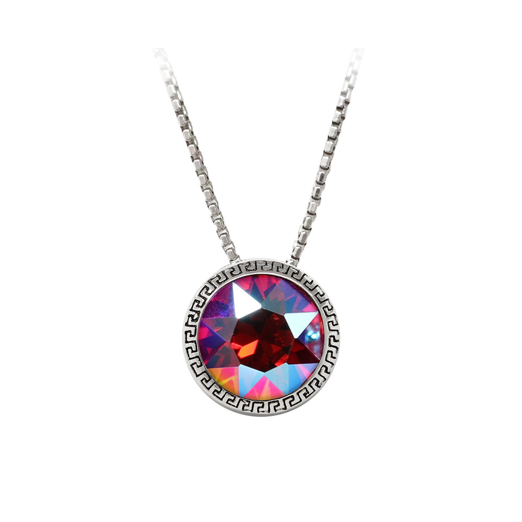 July Birthstone Sterling Silver Greek Key Necklace