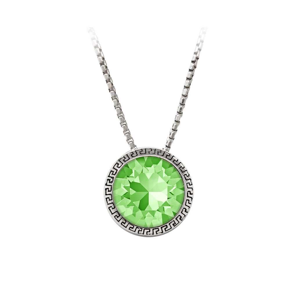 August Birthstone Sterling Silver Greek Key Necklace