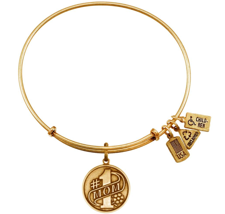 Wind & Fire - #1 Mom Charm Expandable Bracelet - Gold Tone