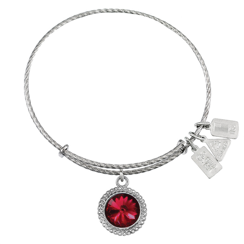 January Birthstone Sterling Silver Charm Bangle