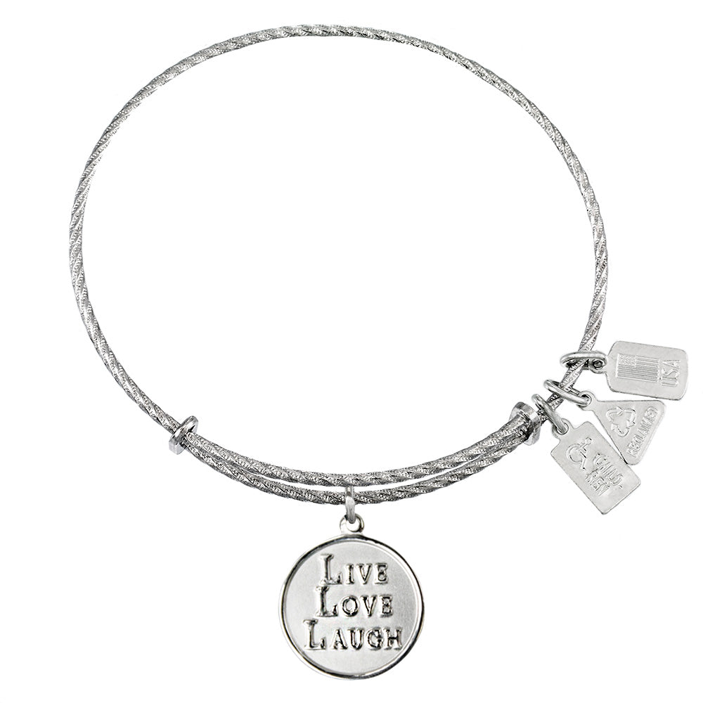 Live Love Laugh Sterling Silver Charm Bangle