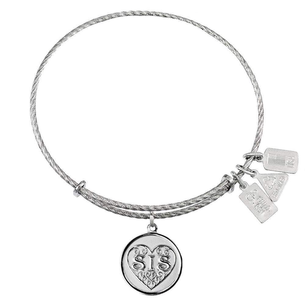 SIS Sterling Silver Charm Bangle