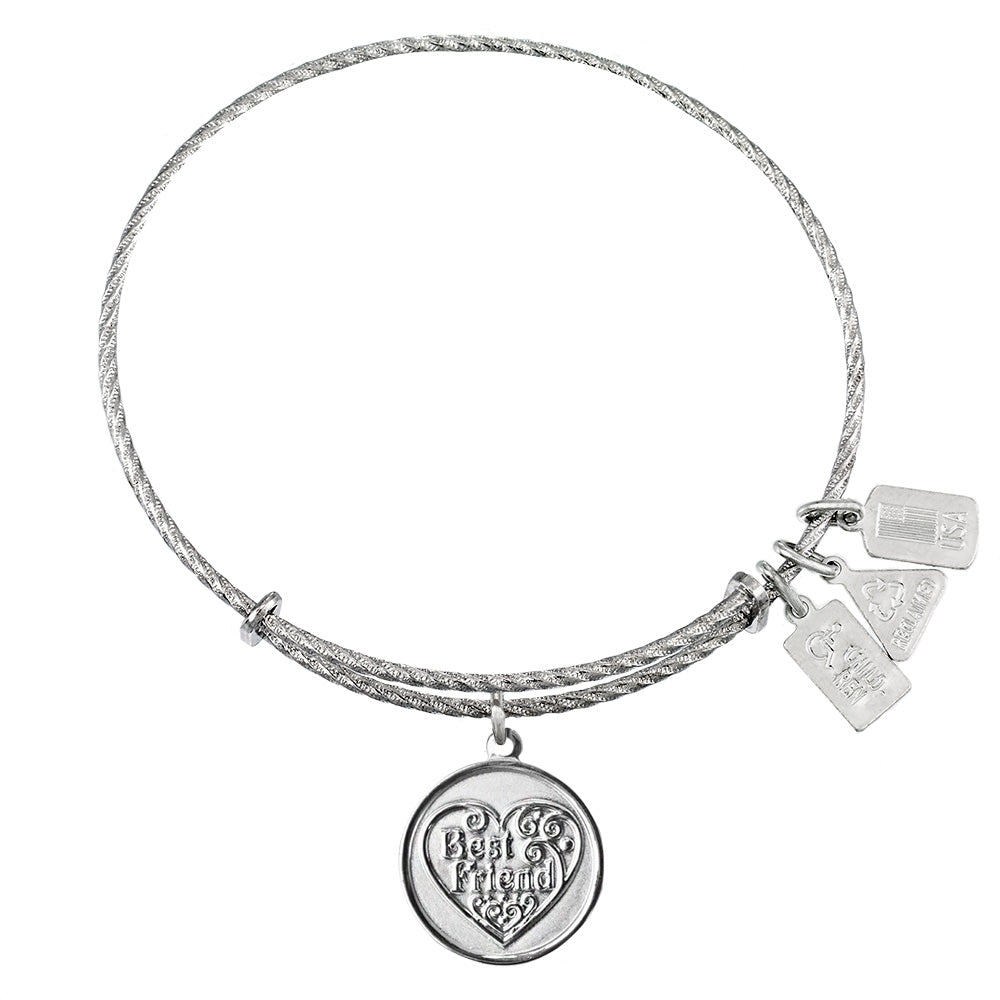 Best Friend Sterling Silver Charm Bangle