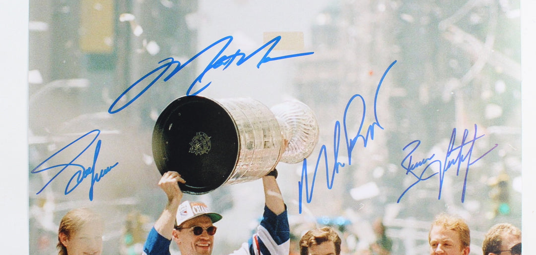 Rangers 11x17 Framed Photo Signed by (4) with Mark Messier, Mike Richter, Brian Leetch & Adam Graves (JSA COA)