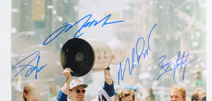 Rangers 11x17 Framed Photo Signed by (4) with Mark Messier, Mike Richter, Brian Leetch & Adam Graves (JSA COA)