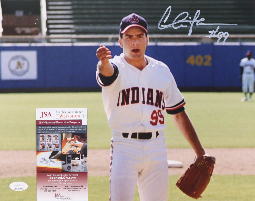 Charlie Sheen Signed "Major League" 11x14 Framed Photo Inscribed "#99" (JSA)