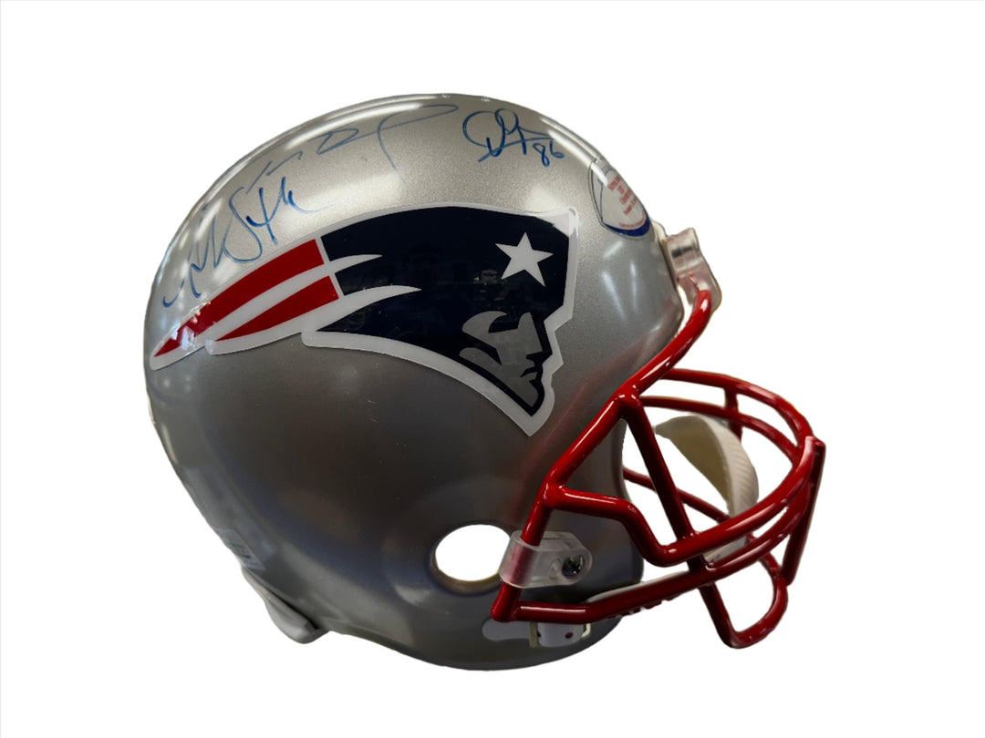 Tom Brady, David Patten & Antowain Smith Signed Patriots Replica Helmet COA Tristar