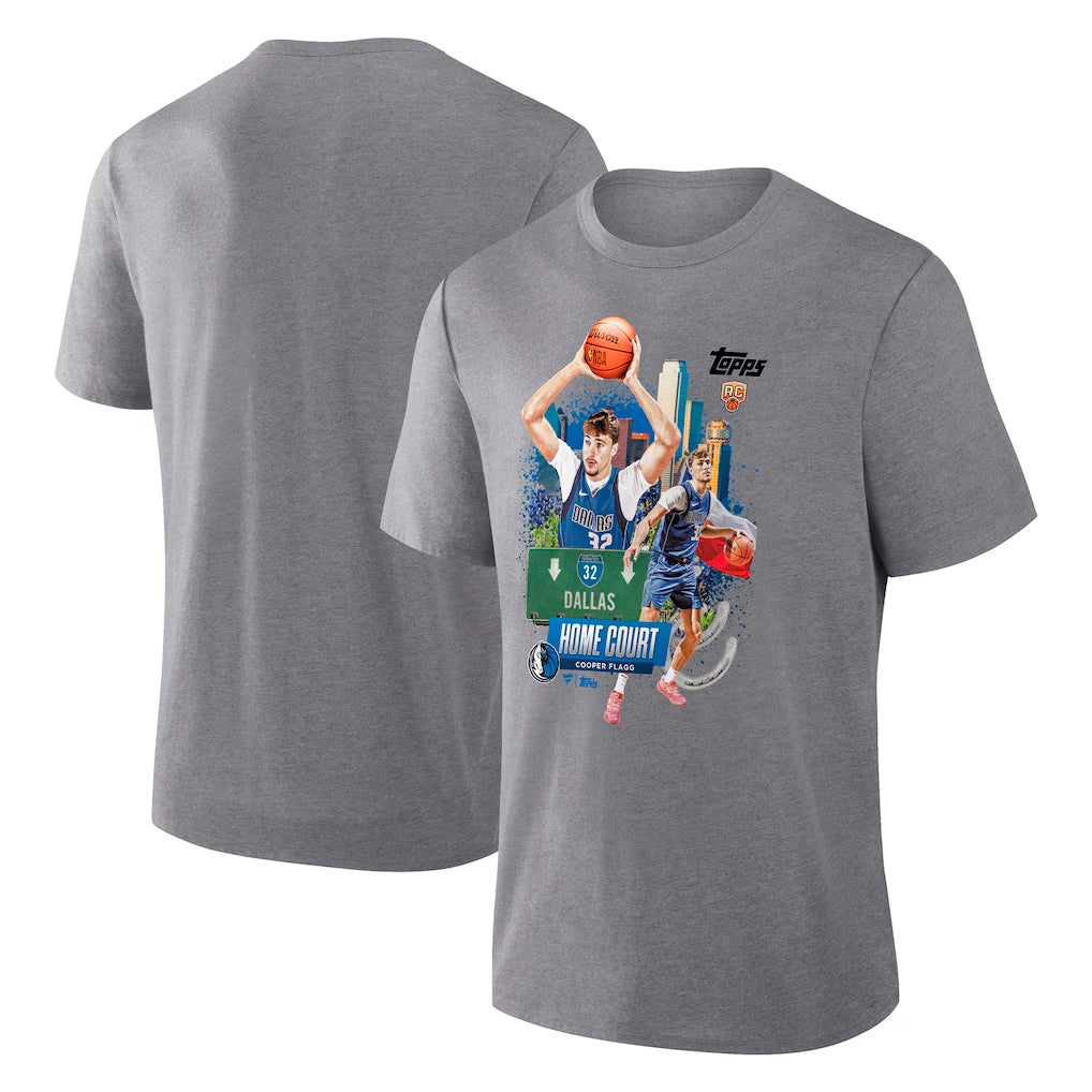 Cooper Flagg Dallas Mavericks Topps Home Court Tri-Blend T-Shirt - Gray