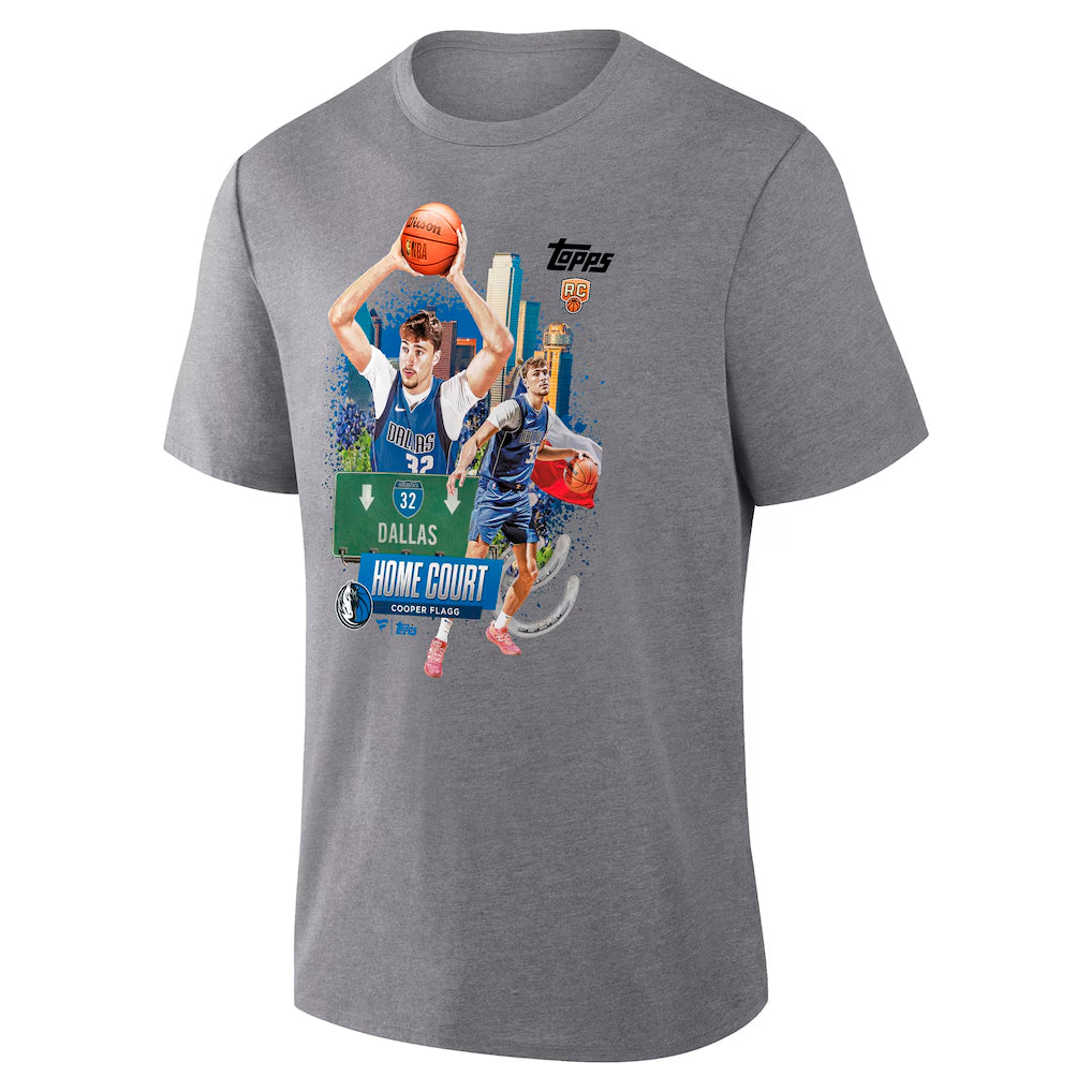 Cooper Flagg Dallas Mavericks Topps Home Court Tri-Blend T-Shirt - Gray