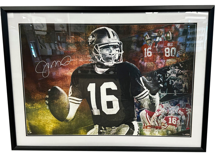 Joe Montana Autographed “Cool Joe” 36 x 24 Framed - COA Upper Deck Authentication