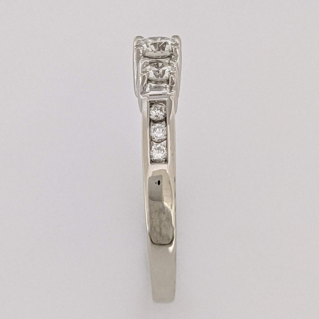 14K WHITE .48 CARAT TOTAL WEIGHT I1 J DIAMOND ROUND (9) ESTATE TRINITY RING 3.2 GRAMS