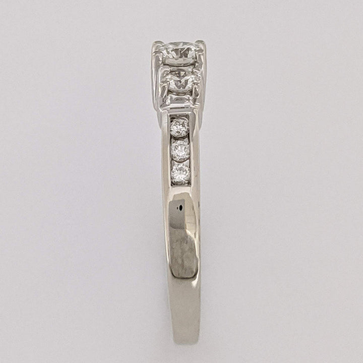 14K WHITE .48 CARAT TOTAL WEIGHT I1 J DIAMOND ROUND (9) ESTATE TRINITY RING 3.2 GRAMS