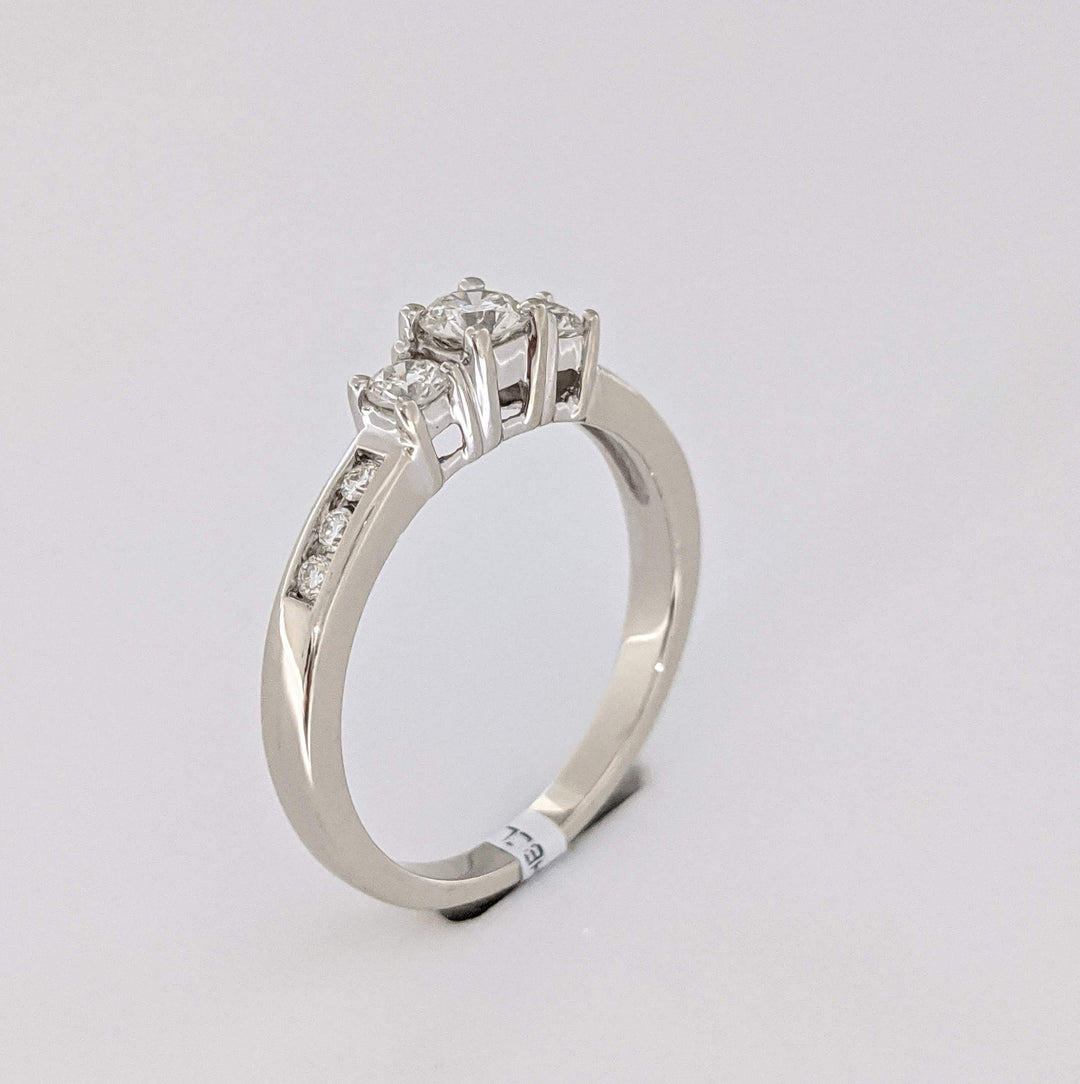 14K WHITE .48 CARAT TOTAL WEIGHT I1 J DIAMOND ROUND (9) ESTATE TRINITY RING 3.2 GRAMS