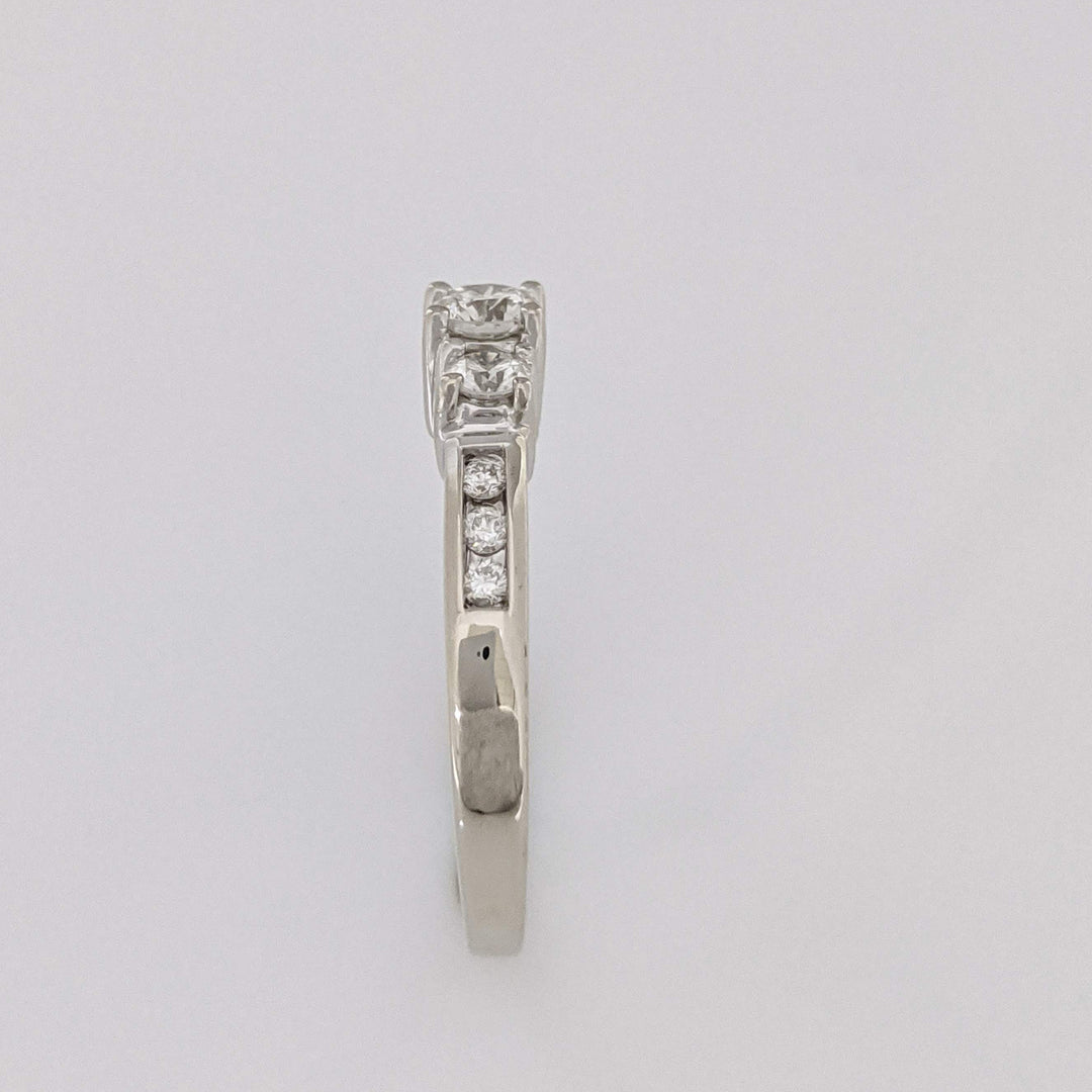 14K WHITE .48 CARAT TOTAL WEIGHT I1 J DIAMOND ROUND (9) ESTATE TRINITY RING 3.2 GRAMS