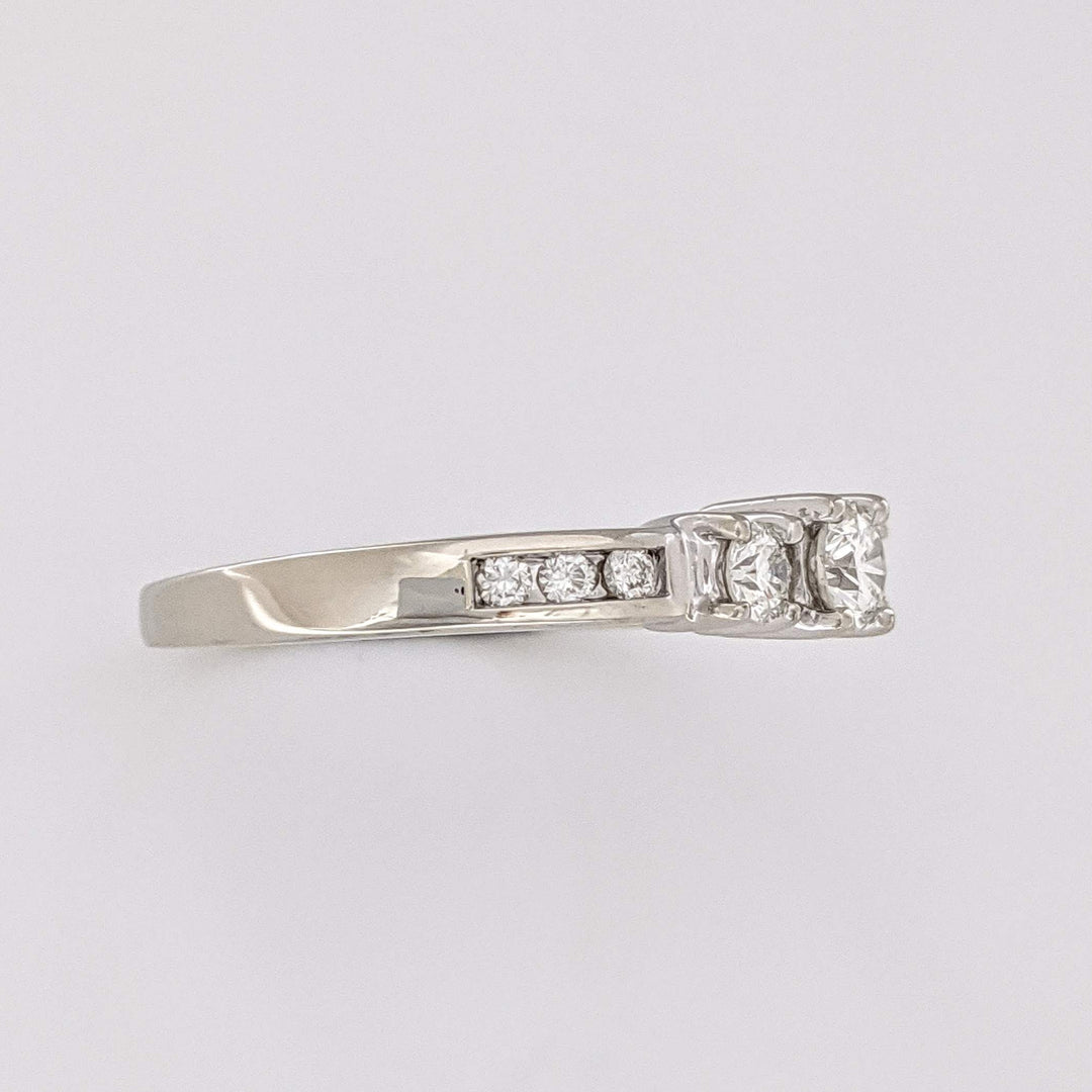 14K WHITE .48 CARAT TOTAL WEIGHT I1 J DIAMOND ROUND (9) ESTATE TRINITY RING 3.2 GRAMS