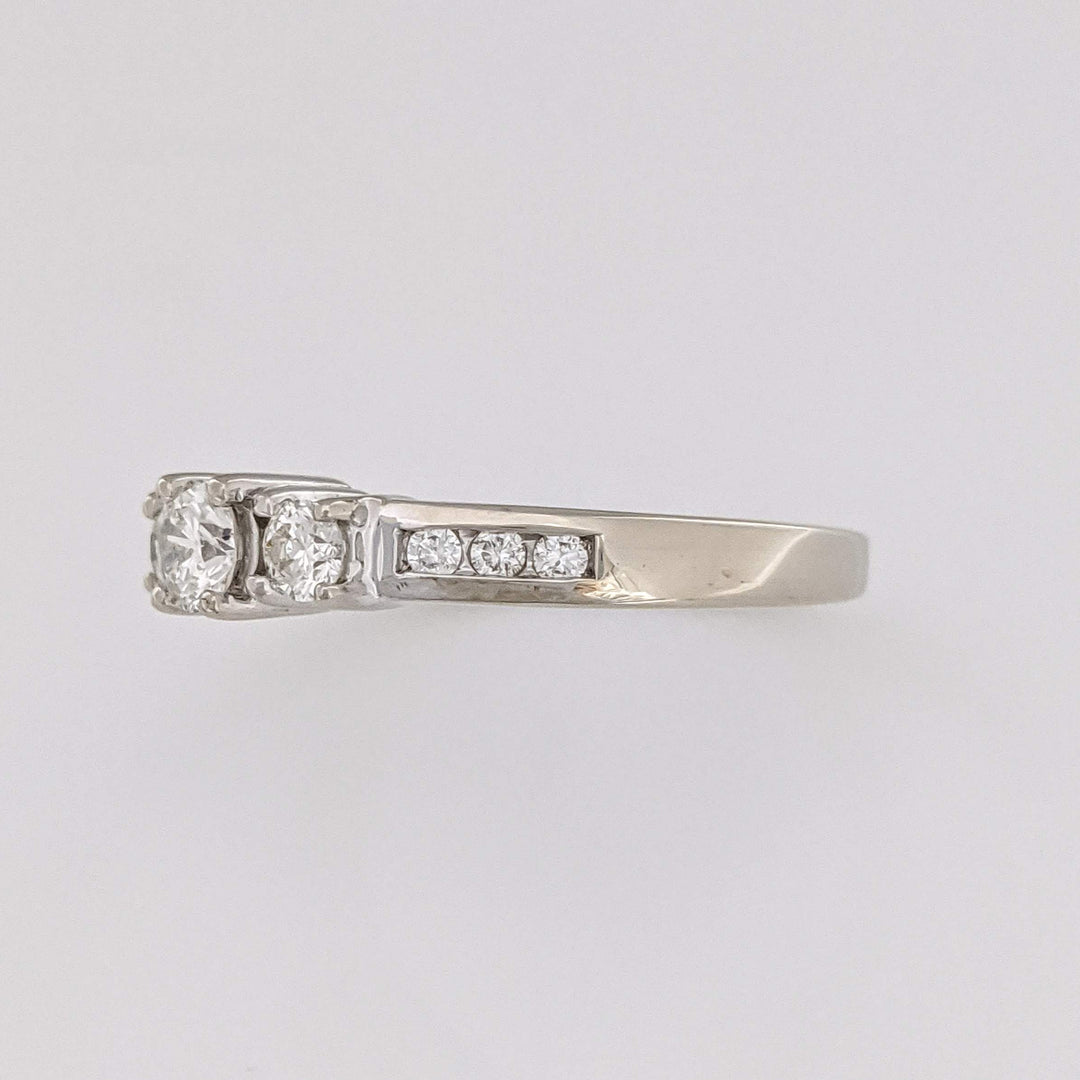 14K WHITE .48 CARAT TOTAL WEIGHT I1 J DIAMOND ROUND (9) ESTATE TRINITY RING 3.2 GRAMS