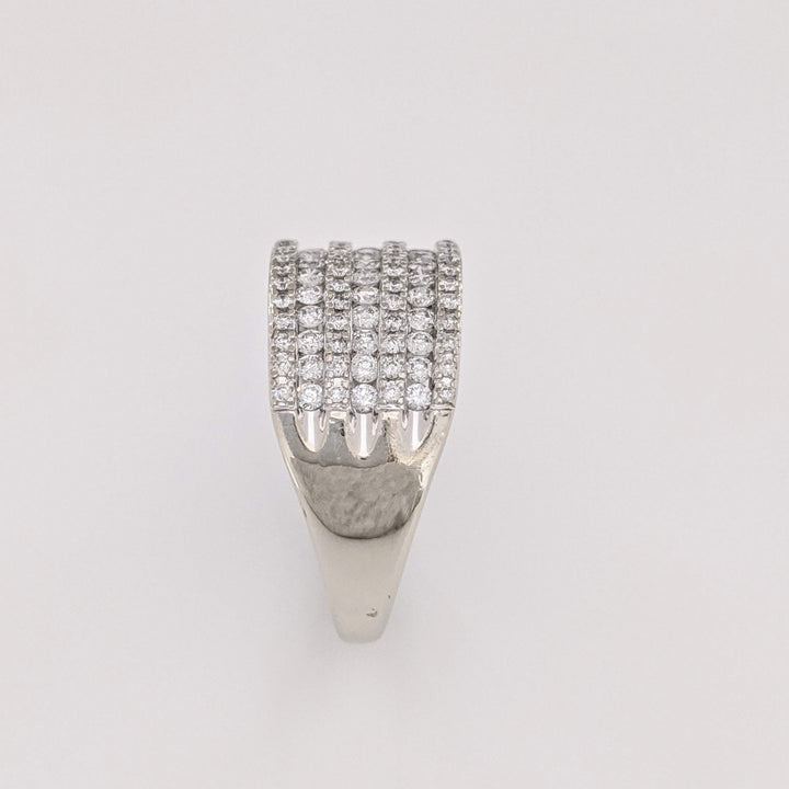 10K WHITE 1.06 CARAT TOTAL WEIGHT I1 H DIAMOND ROUND (121) 7-ROW ESTATE BAND 5.4 GRAMS