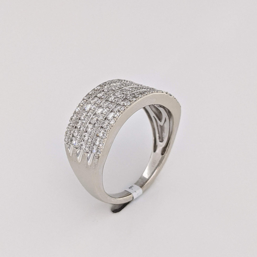 10K WHITE 1.06 CARAT TOTAL WEIGHT I1 H DIAMOND ROUND (121) 7-ROW ESTATE BAND 5.4 GRAMS