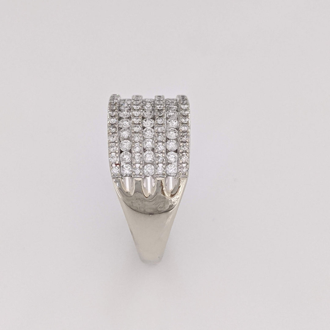 10K WHITE 1.06 CARAT TOTAL WEIGHT I1 H DIAMOND ROUND (121) 7-ROW ESTATE BAND 5.4 GRAMS