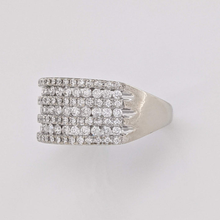 10K WHITE 1.06 CARAT TOTAL WEIGHT I1 H DIAMOND ROUND (121) 7-ROW ESTATE BAND 5.4 GRAMS