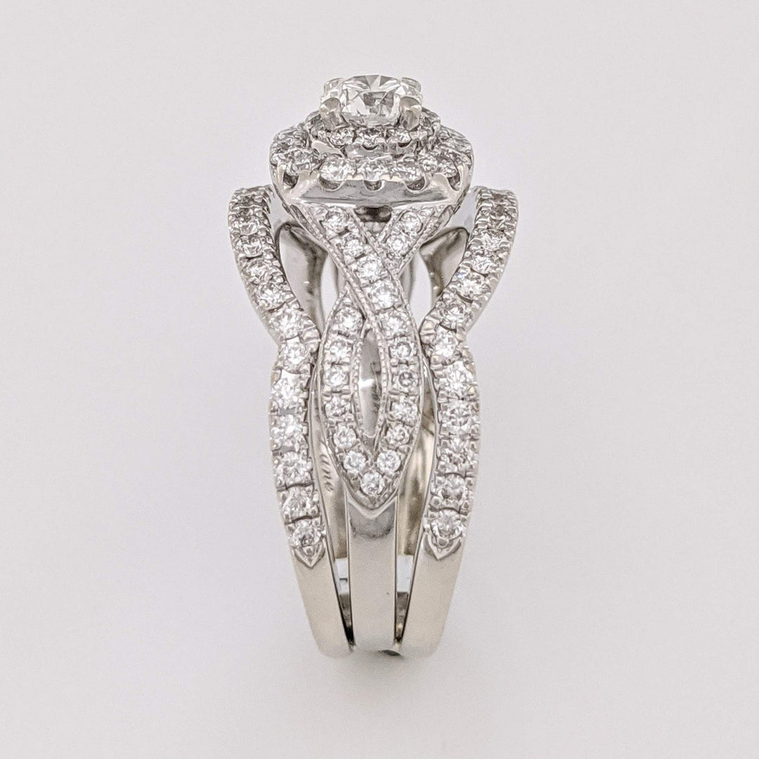 14K WHITE 1.29 CARAT TOTAL WEIGHT SI2 H DIAMOND ROUND (129) 3-RING NEIL LANE ESTATE SET