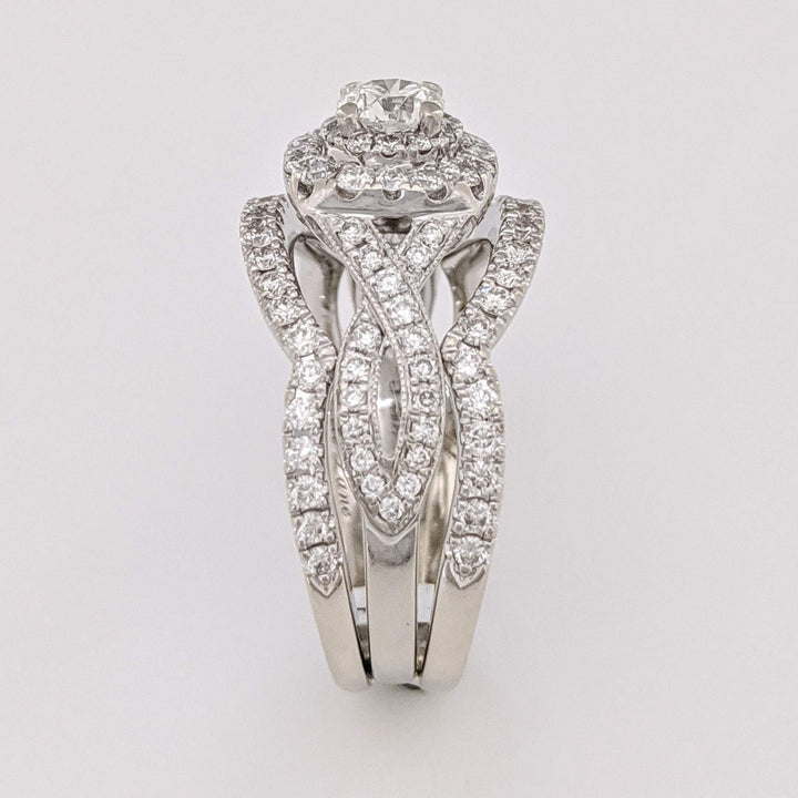 14K WHITE 1.29 CARAT TOTAL WEIGHT SI2 H DIAMOND ROUND (129) 3-RING NEIL LANE ESTATE SET