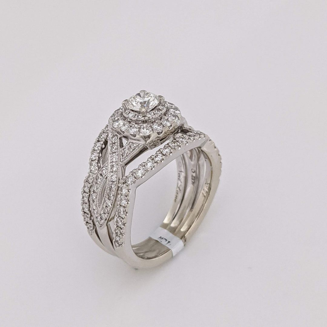 14K WHITE 1.29 CARAT TOTAL WEIGHT SI2 H DIAMOND ROUND (129) 3-RING NEIL LANE ESTATE SET