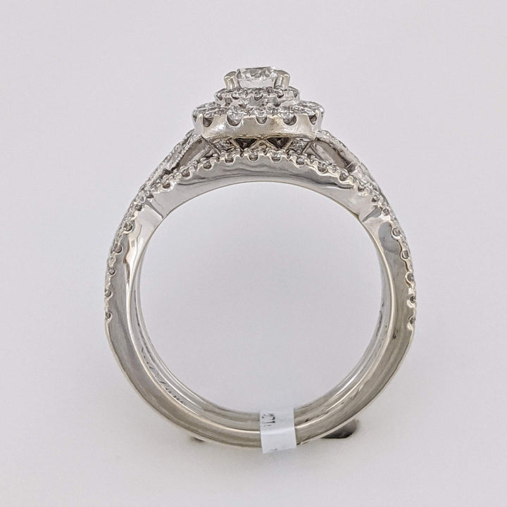 14K WHITE 1.29 CARAT TOTAL WEIGHT SI2 H DIAMOND ROUND (129) 3-RING NEIL LANE ESTATE SET