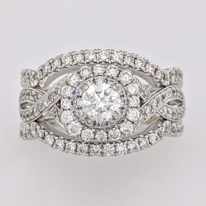 14K WHITE 1.29 CARAT TOTAL WEIGHT SI2 H DIAMOND ROUND (129) 3-RING NEIL LANE ESTATE SET