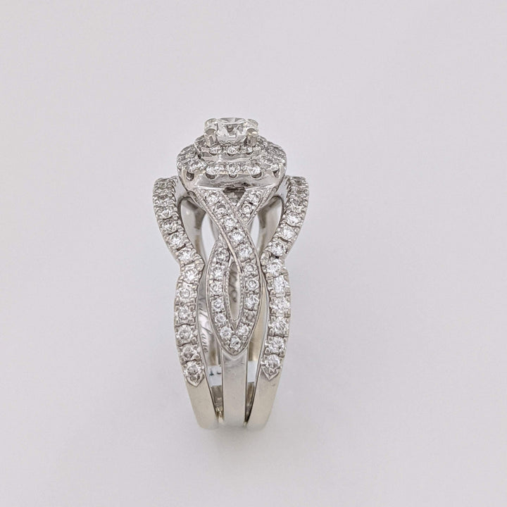 14K WHITE 1.29 CARAT TOTAL WEIGHT SI2 H DIAMOND ROUND (129) 3-RING NEIL LANE ESTATE SET