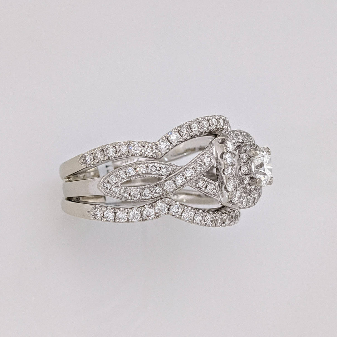 14K WHITE 1.29 CARAT TOTAL WEIGHT SI2 H DIAMOND ROUND (129) 3-RING NEIL LANE ESTATE SET