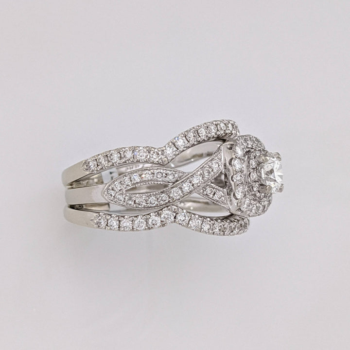 14K WHITE 1.29 CARAT TOTAL WEIGHT SI2 H DIAMOND ROUND (129) 3-RING NEIL LANE ESTATE SET