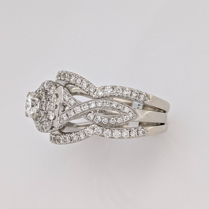 14K WHITE 1.29 CARAT TOTAL WEIGHT SI2 H DIAMOND ROUND (129) 3-RING NEIL LANE ESTATE SET