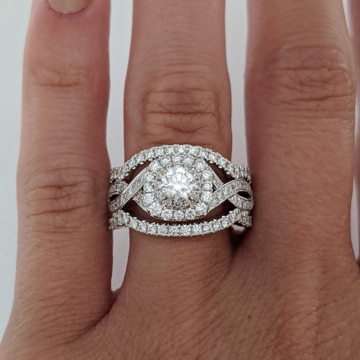 14K WHITE 1.29 CARAT TOTAL WEIGHT SI2 H DIAMOND ROUND (129) 3-RING NEIL LANE ESTATE SET