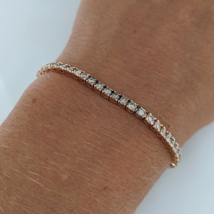 14K ROSE 1.95 CARAT TOTAL WEIGHT SI2 BROWN/ ROUND (33) BOLO ESTATE BRACELET 8.2 GRAMS