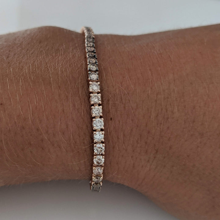 14K ROSE 1.95 CARAT TOTAL WEIGHT SI2 BROWN/ ROUND (33) BOLO ESTATE BRACELET 8.2 GRAMS