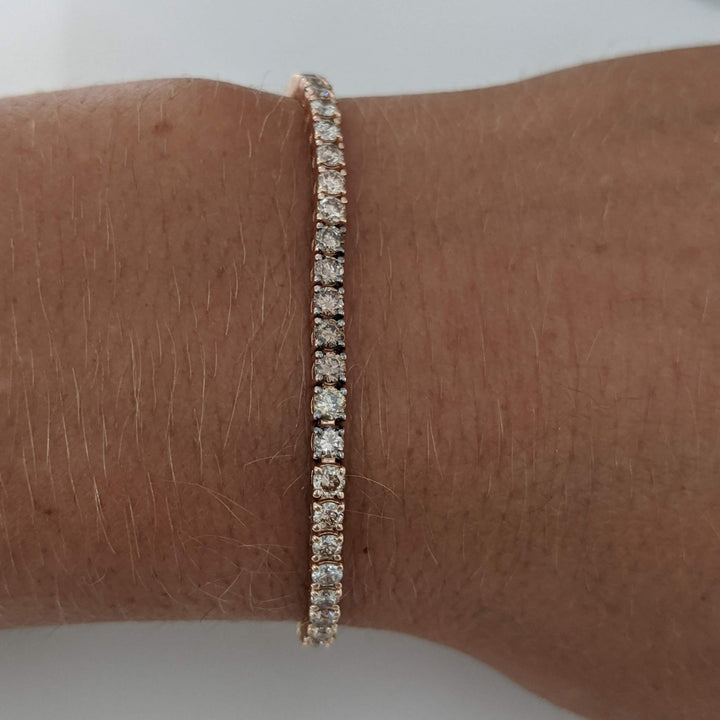 14K ROSE 1.95 CARAT TOTAL WEIGHT SI2 BROWN/ ROUND (33) BOLO ESTATE BRACELET 8.2 GRAMS