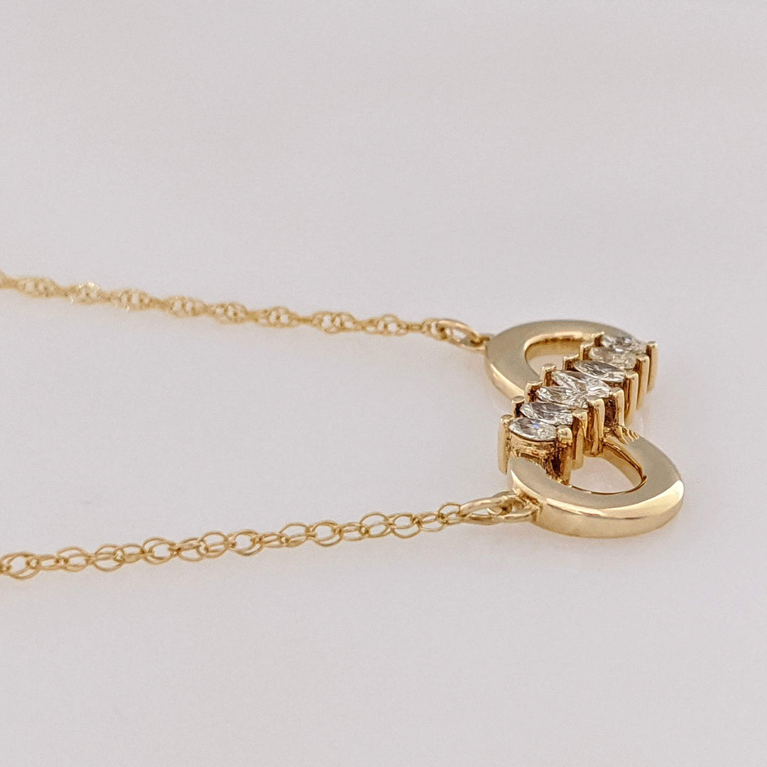 14K .30 CARAT TOTAL WEIGHT SI1 J DIAMOND MARQUISE (7) ESTATE INFINITY NECKLACE 3.6 GRAMS