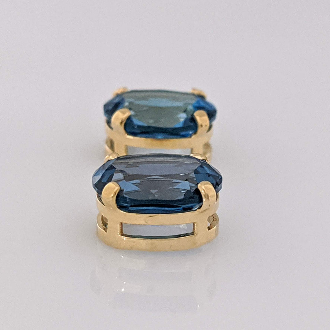 14L LONDON BLUE TOPAZ OVAL 7X9 ESTATE STUD EARRINGS 1.7 GRAMS